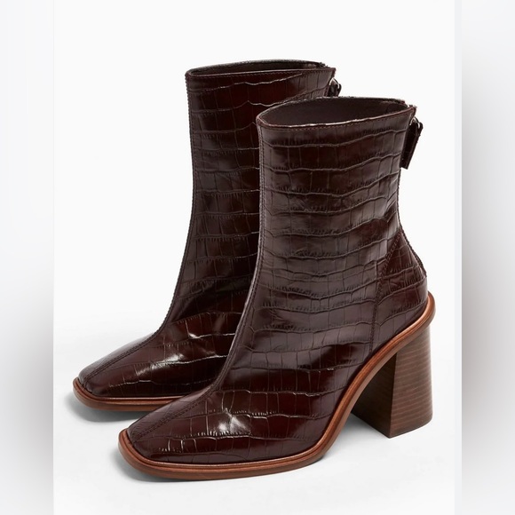Topshop Croc Leather Booties (Made in Spain) - Picture 1 of 13